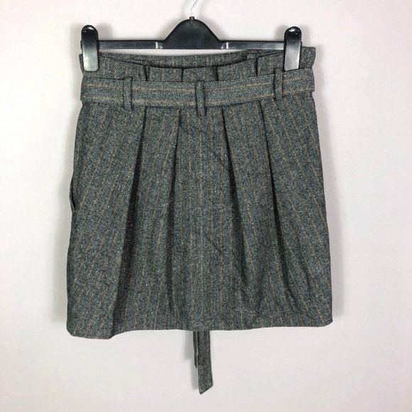 Ulla Johnson Leo Wool Blend Herringbone Belted Paperbag Waist Mini Skirt… - Picture 6 of 11